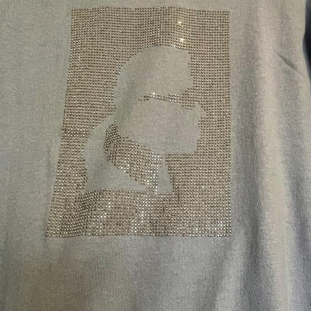 NWOT Karl Lagerfeld Blue Cotton /Cashmere Crew Neck Sweaters - Picture 3 of 9